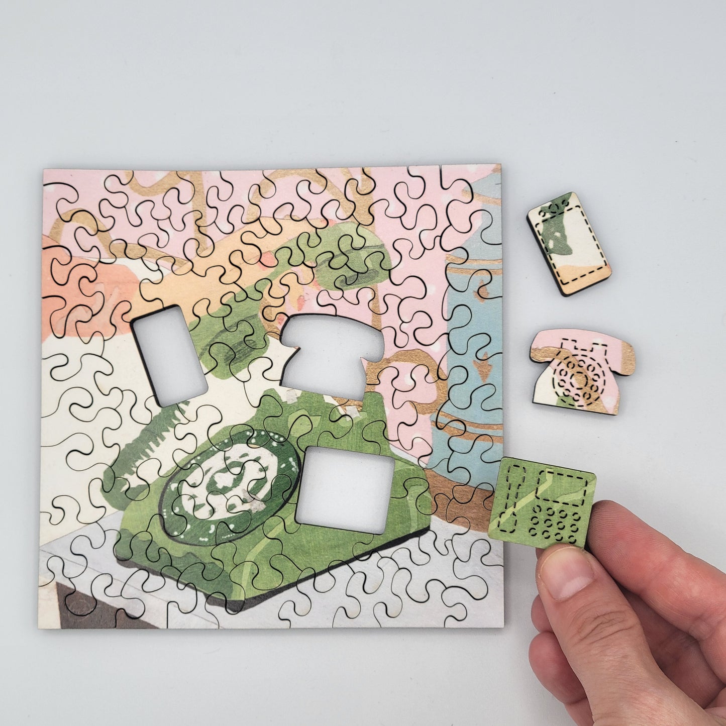Hanging on the Telephone Wood Jigsaw Puzzle