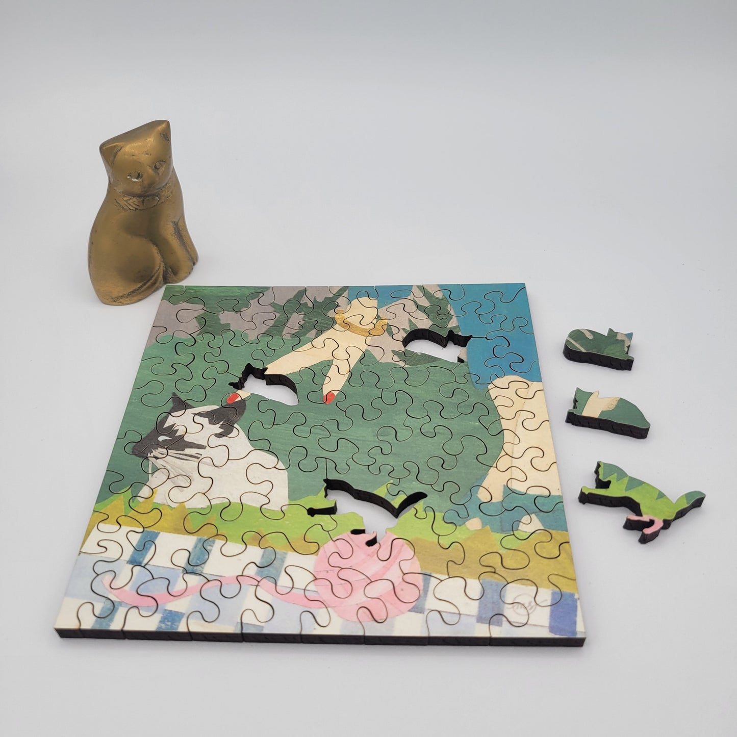 Picnic with Virginia Woolf's Cat 1947 Wood Jigsaw Puzzle