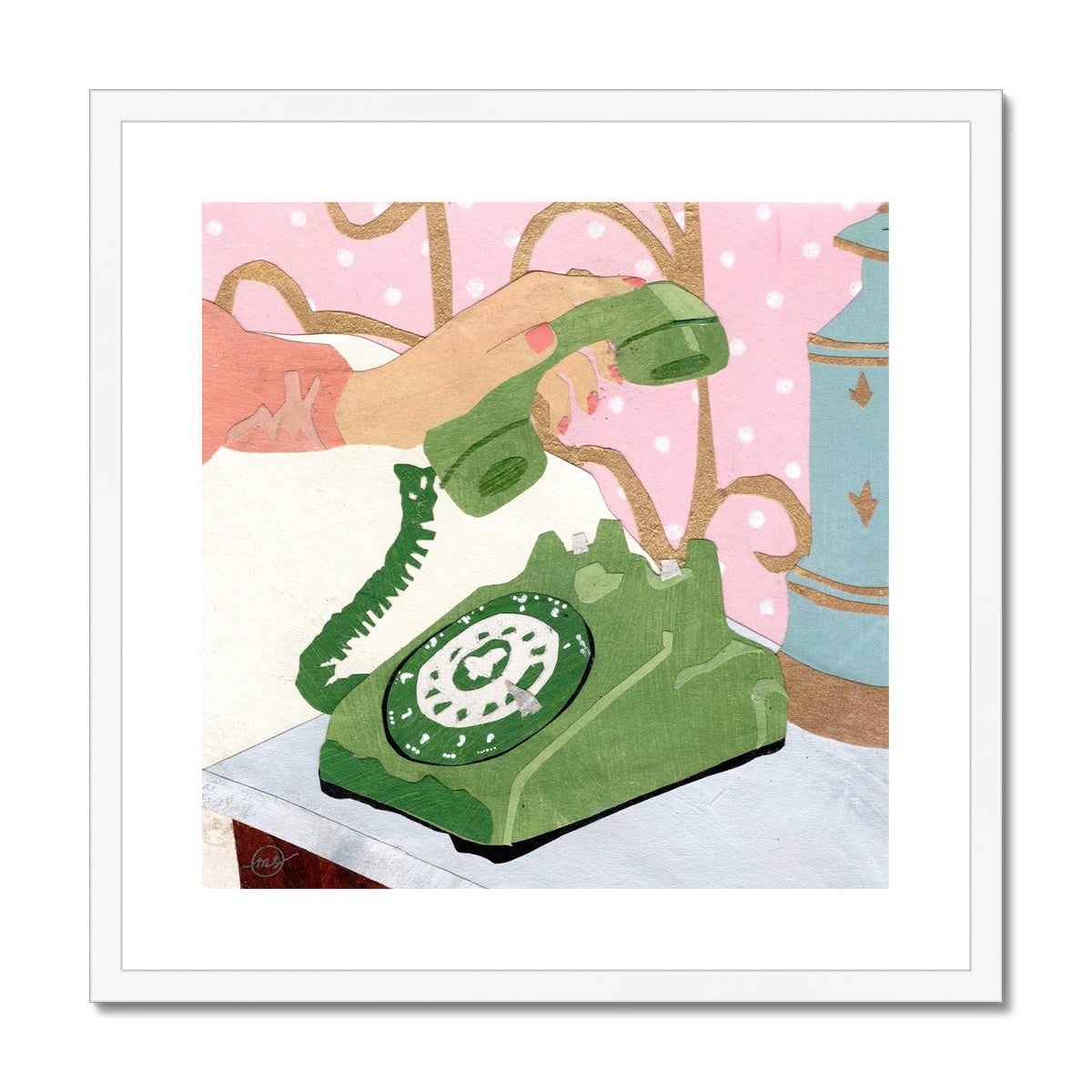 Hanging on the Telephone Framed & Matted Print