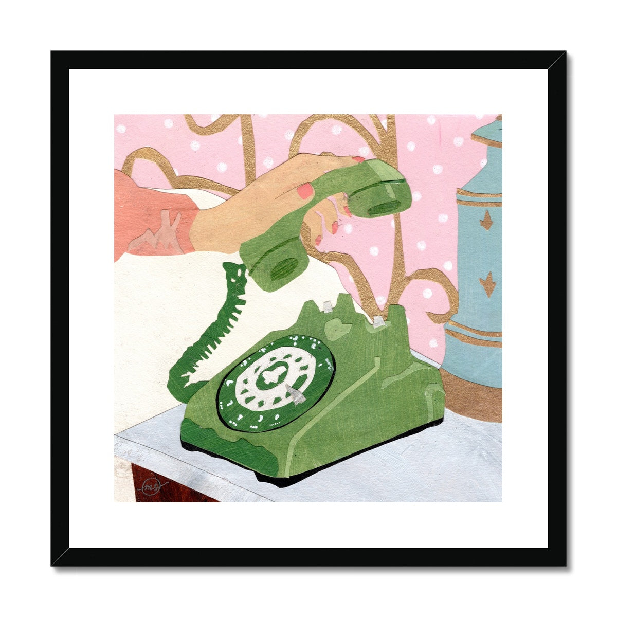 Hanging on the Telephone Framed & Matted Print