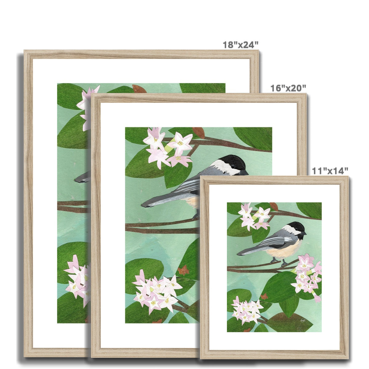 Mayflower Chickadee Framed & Matted Print